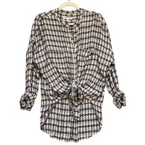 LOU & GREY Linen woven herringbone blouse